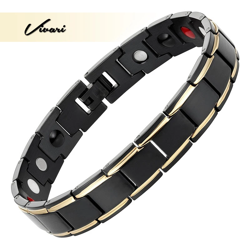 

Vivari Women's Healthy Magnetic Bracelets For Men Germanium Benefit Health Care 4 Elements 2-Tone Bio Energy Pulseras Hombre