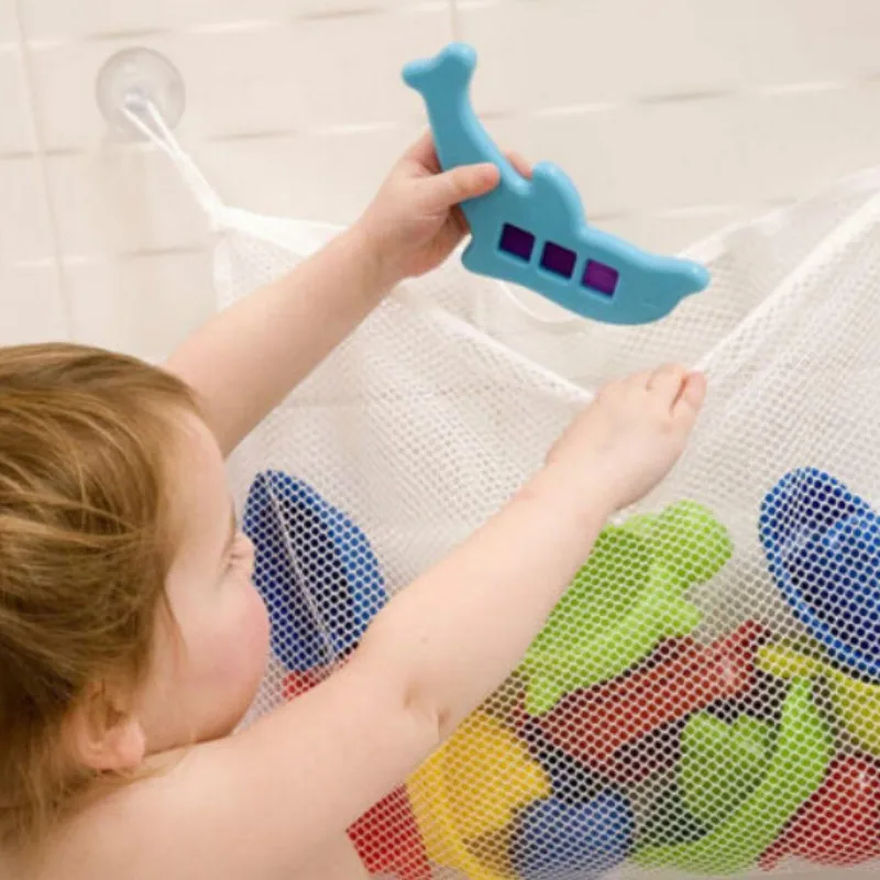 Folding Eco-Friendly High Quality Baby Bathroom Toy Mesh Child Bath Net Suction Cup Baskets I0014