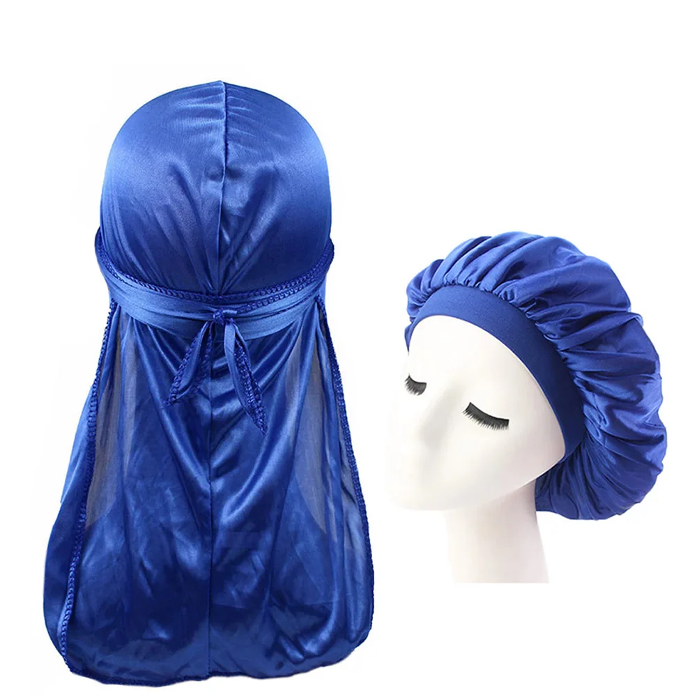 Durags и Bonnets подходит для мужчин женщин длинный хвост шелковистый дюраг капот пары
