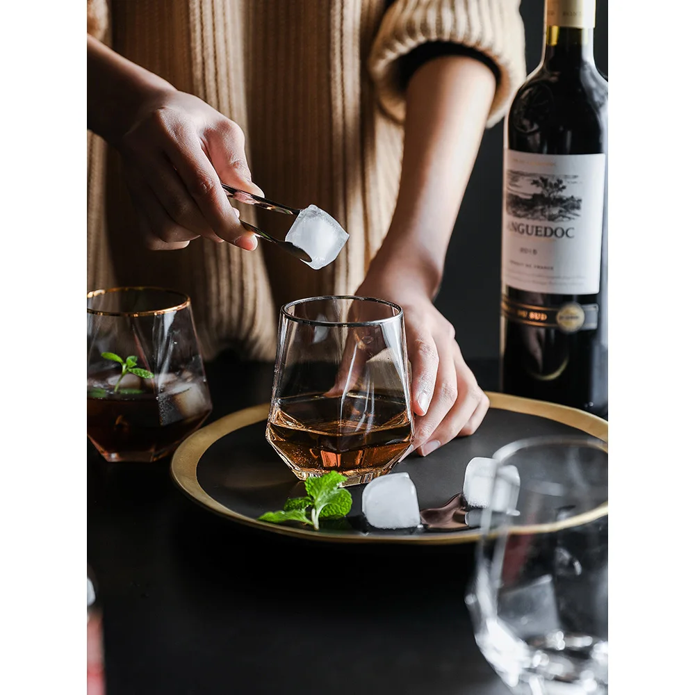 Стеклянная кружка с оправой золотого и серебряного цвета в японском стиле