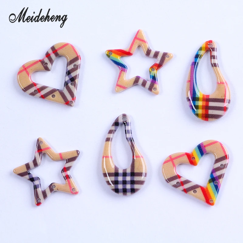 Acrylic Rainbow beads for Jewelry Making Scottish Tartan Swallow Earring Pendant Necklace Hair Ornament Women Gifts Accessory | Украшения и