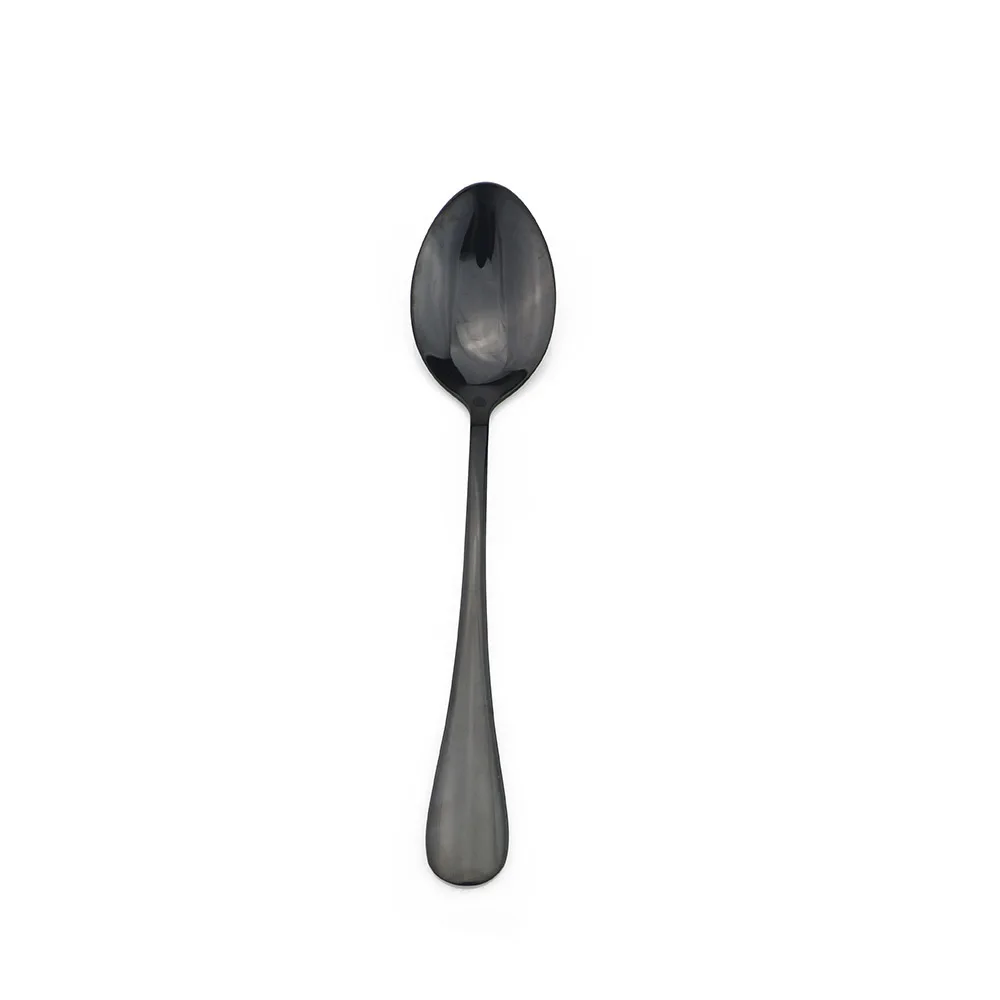 Dinner Spoon Высококачественный набор столовых приборов из нержавеющей стали 18/8, черный набор посуды, черная посуда, нож, вилка, чайная ложка, палочки для еды, соломинка, мешочек, набор - Цвет: Dinner Spoon