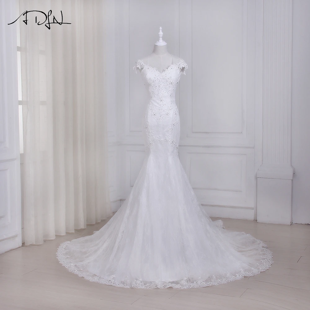 ADLN Свадебные платья Русалочки Vestido De Noiva Новое поступление кепки рукавом вышитое
