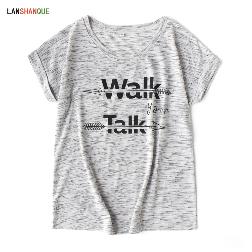 Женская футболка с короткими рукавами Walk your Talk повседневная забавным принтом для
