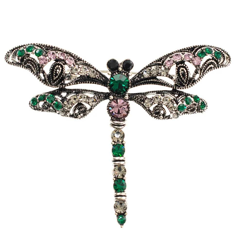 Женская Брошь в виде стрекозы с кристаллами|Броши| |