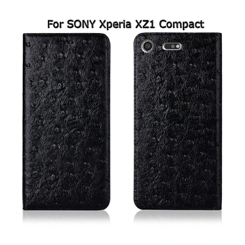 Страуса текстуры натуральная телячья кожа чехол для Sony Xperia XZ XZ1 XZ2 XZ3 XZ4 Тонкое защитное покрытие класса Премиум чехол-книжка с подставкой для телефона с магнитной защелкой в живописном исполнении