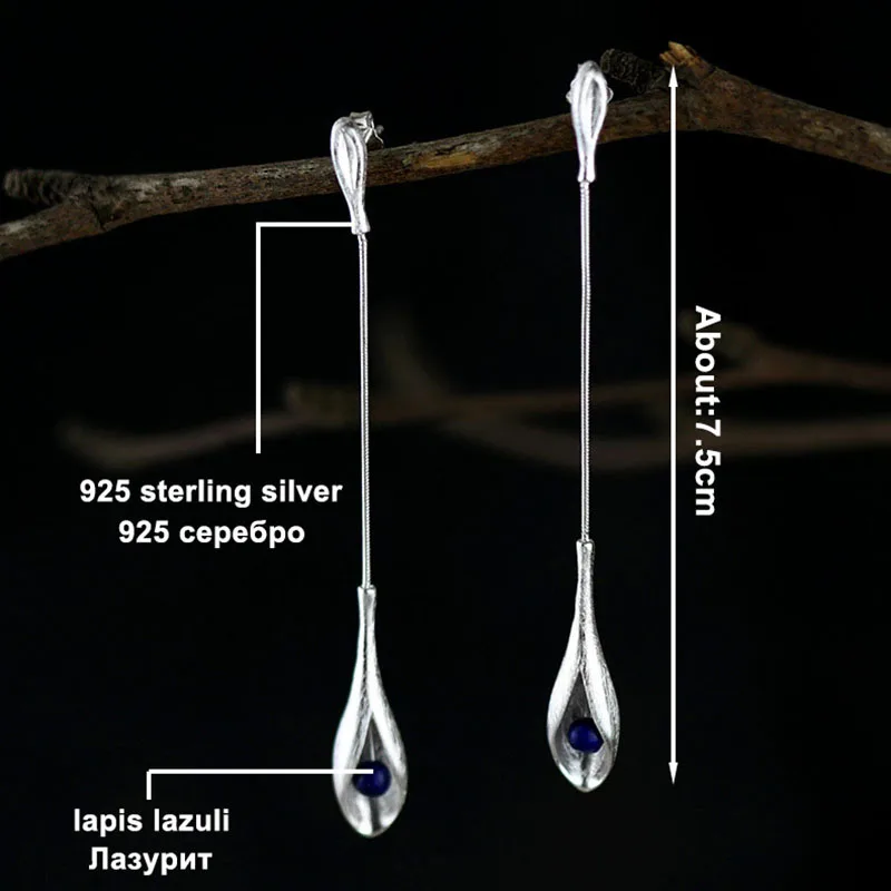 Largerlof 925 серебро Висячие серьги ювелирные изделия Серьги Мода цветок Earrrings для Для