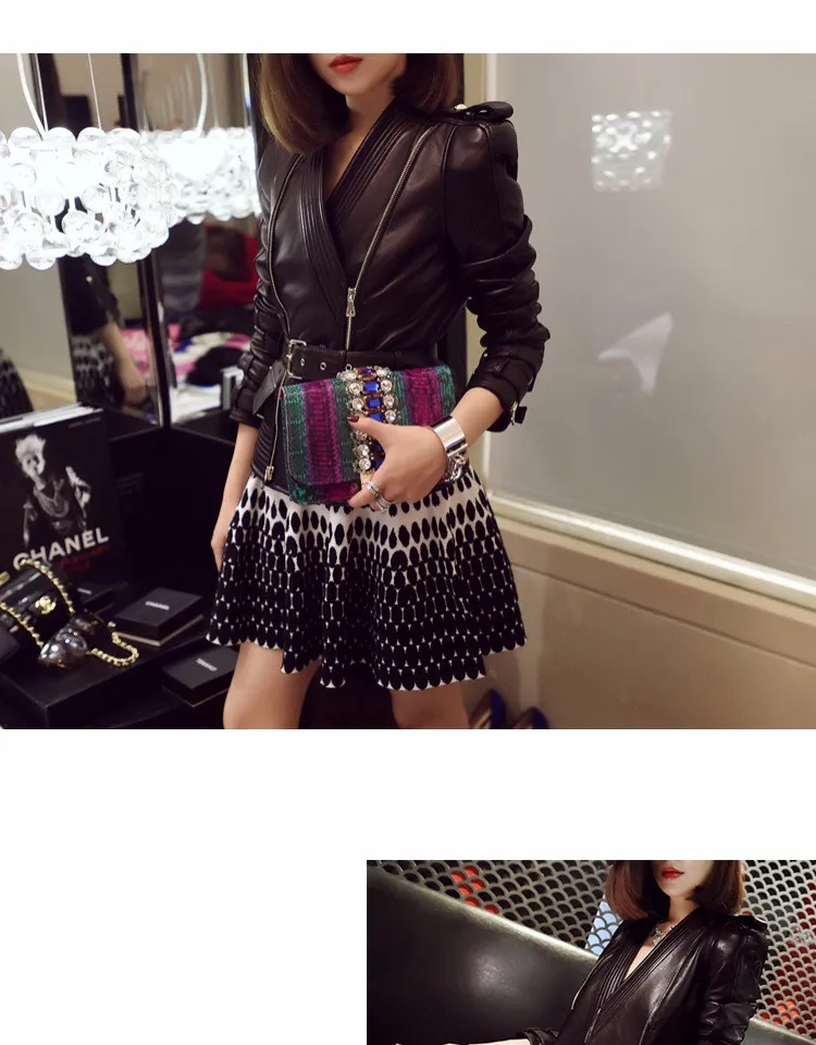 Джинсовая куртка настоящий полный Jaquetas Feminino Bomber осень новая овечья кожа женская секция тонкая куртка Локомотив большой размер