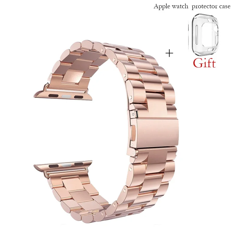 Ремешок из нержавеющей стали цвета розового золота для Apple Watch band сменный ремешок