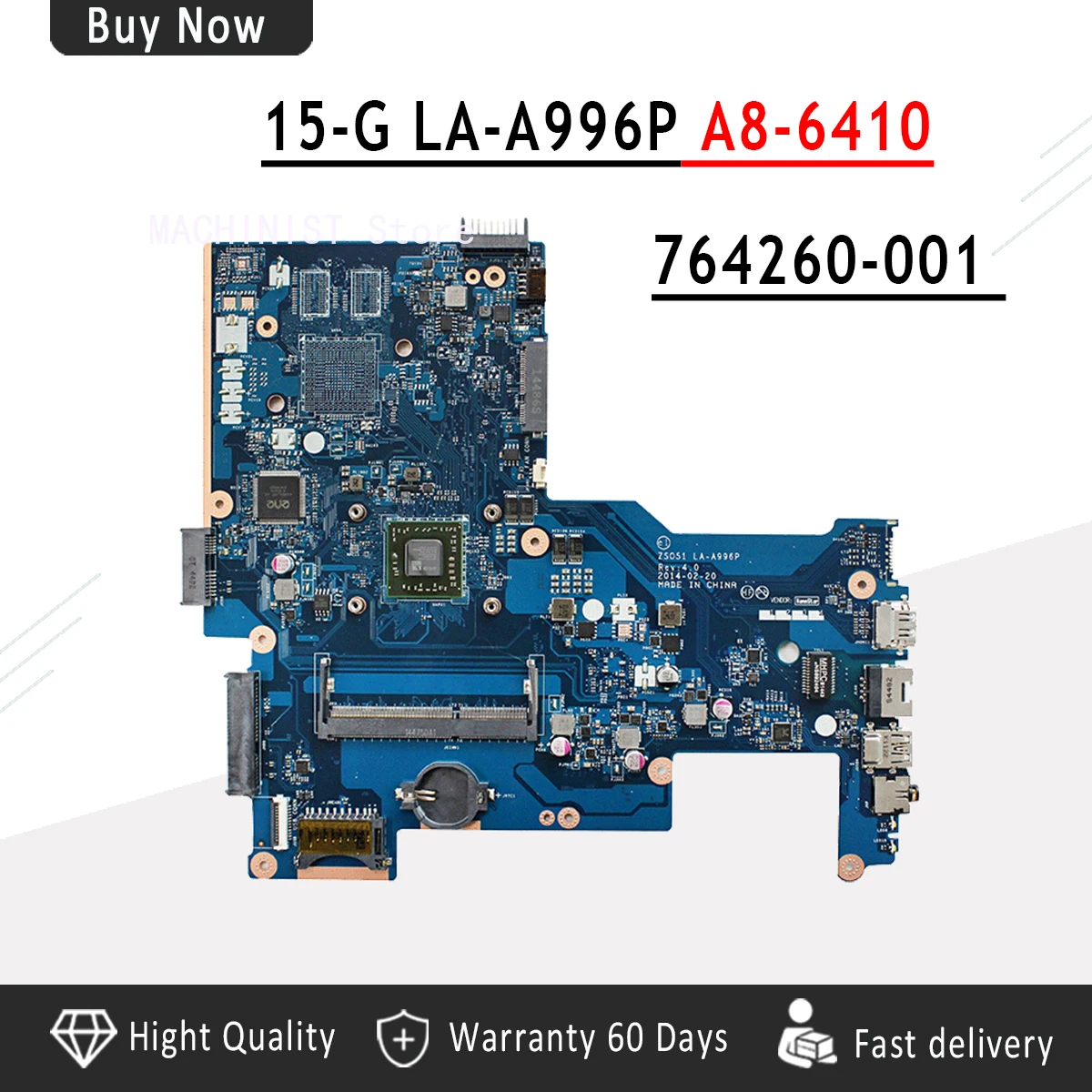764260 001 501 для HP pavilion 15 G R Материнская плата ноутбука ZSO51 LA A996P A8 6410 полностью