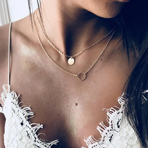 Tenande Vintage Bohemian Sequins Dove Infinity Leaves Stars Clavicle Chain Necklaces for Women Valentine's Day Gifts