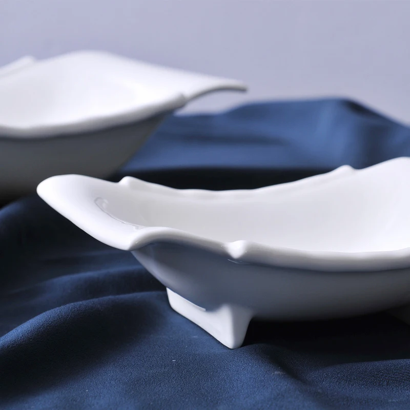 Concise Ceramic Footed Rectangle Serving Dish Set Decorative Porcelain Dining Plate Tableware Ornament Craft for Pudding and Pie | Дом и сад