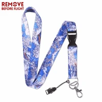 fashion famous painting lanyard for id badge holders blue lanyards neck straps with keyring pass gym mobile usb badge holder