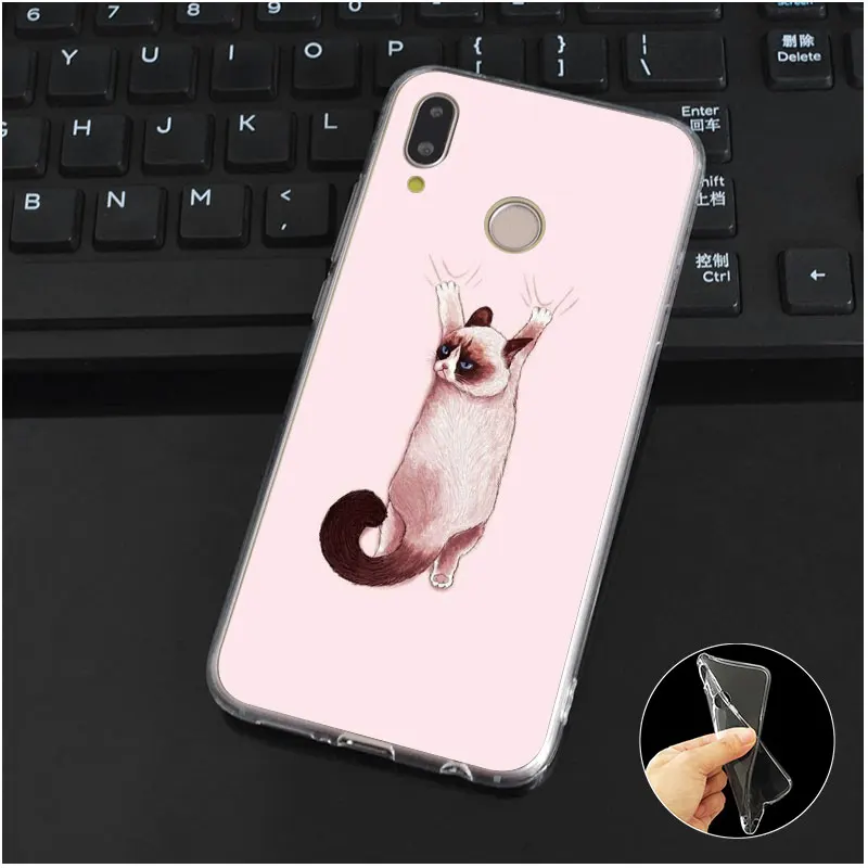 L177 Забавный Мягкий силиконовый чехол из ТПУ с кошкой чехол для Huawei P8 P9 P10 P20 P30 Lite Pro P Smart Plus
