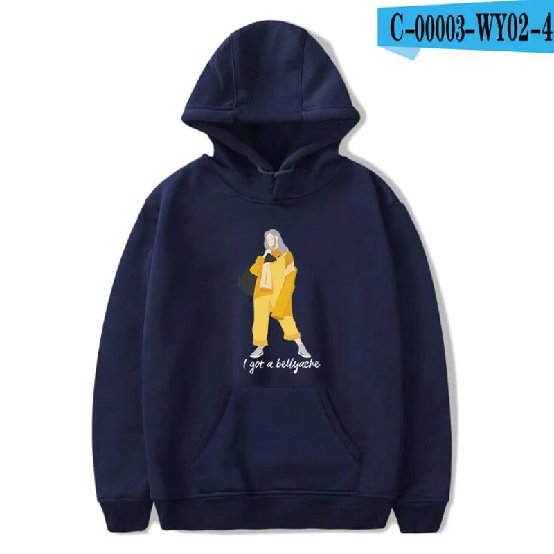 Billie Eilish с принтом женские толстовки и кофты Moletom Feminino Harajuku Хип Хоп Забавный куртка капюшоном мужской спортивный костюм - Цвет: 018