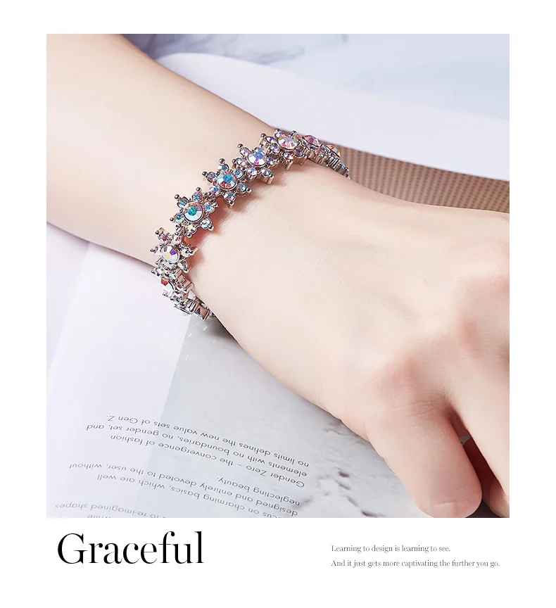 CDE, украшенные кристаллами Swarovski, женские блестящие браслеты со звездами, очаровательные, Кристальные, Aurore Boreale, браслеты-манжеты, хорошее ювелирное изделие