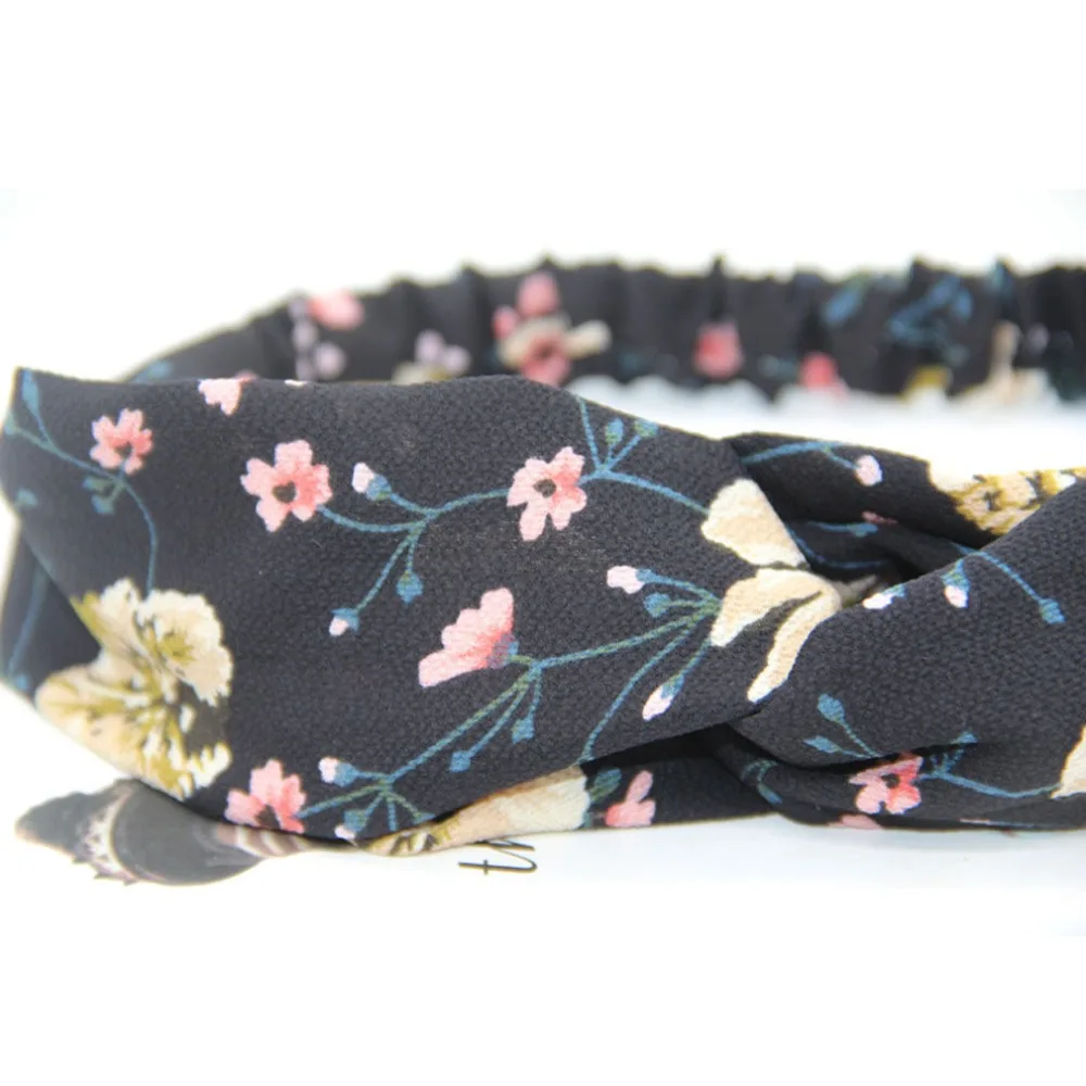 Закрутки для девочек 1 шт. большой цветочек шифон Креста лук оголовье упругой