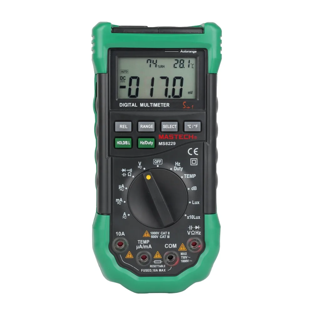 BSIDE MS8229 5 in1 Auto range Digital Multimeter Multifunction Lux Sound Level Temperature Humidity Tester Meter |