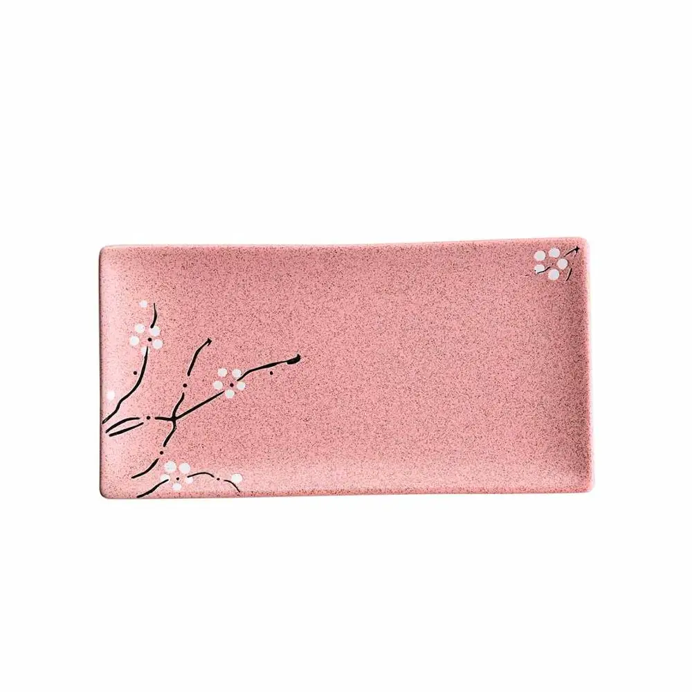 12inch rectangle pin 12 дюймов японская прямоугольная элегантная керамическая тарелка стейк тарелка для завтрака столовая посуда фруктовый поднос для торта десерт украшение блюда - Цвет: 12inch rectangle pin