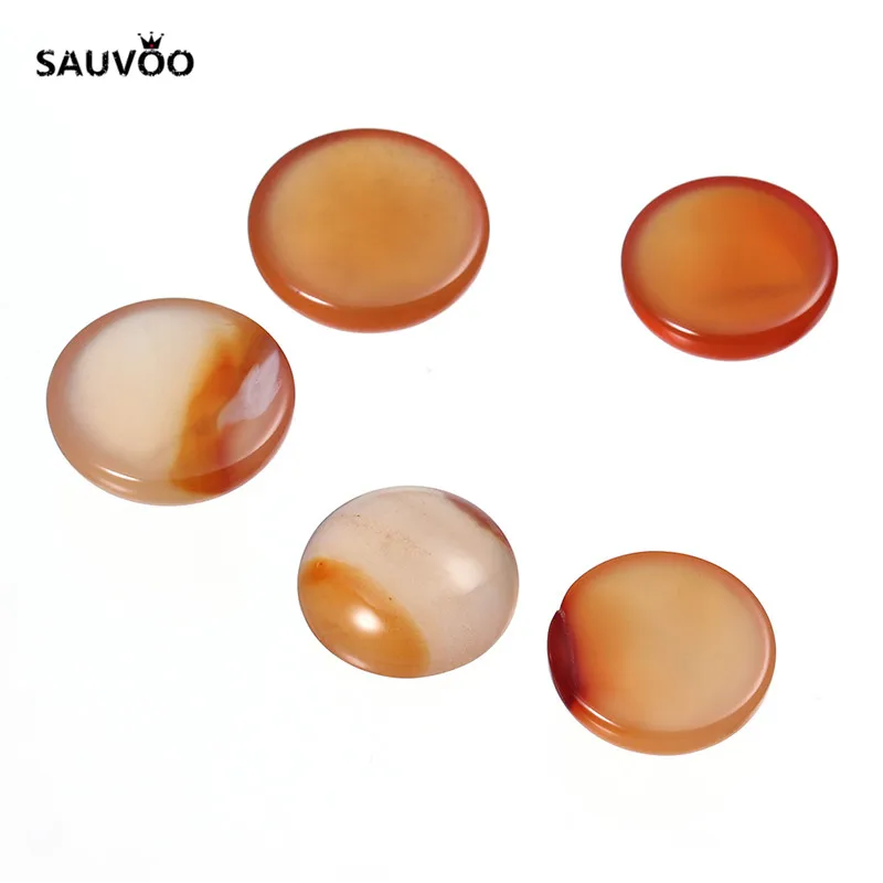 

SAUVOO 20pcs/lot Flat Back Round Red Bulk Loose Nature Stone Beads 14/16/18mm For Necklace Bracelet Jewelry Set DIY Findings