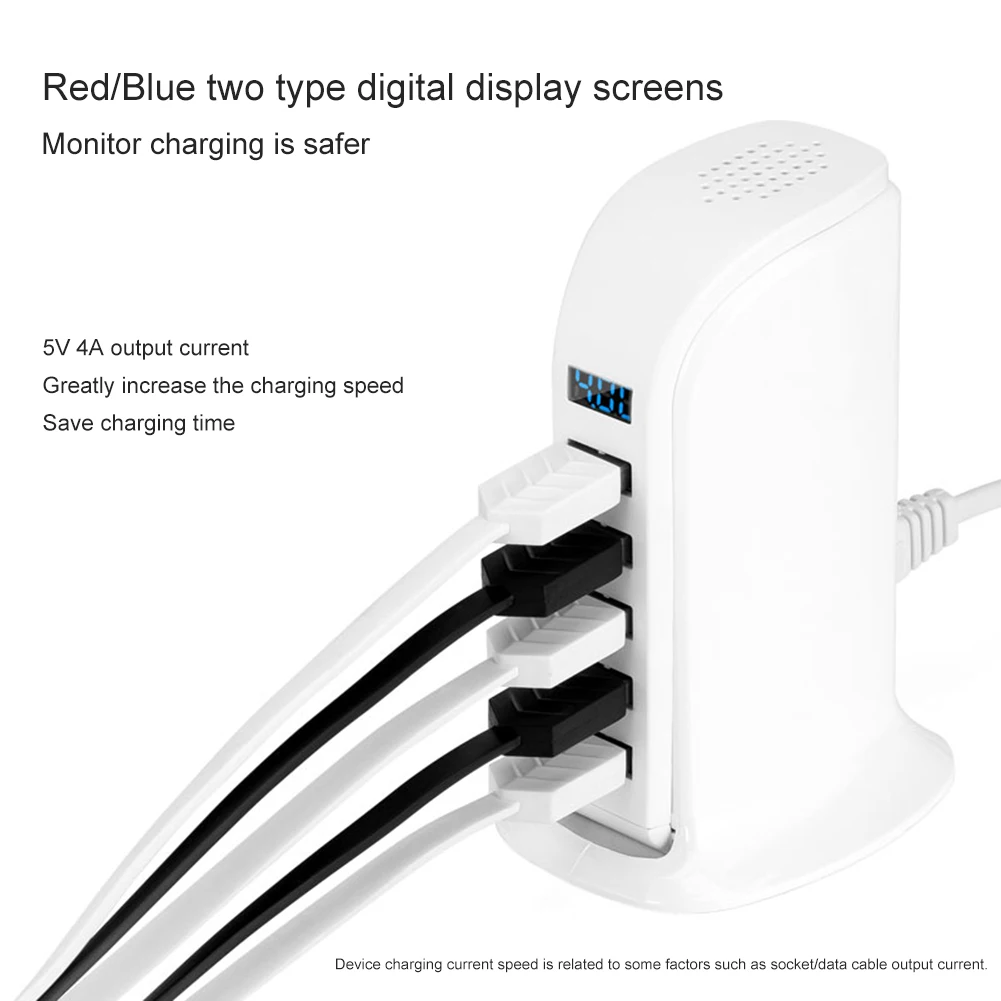Rondaful, новинка, Смарт, 5 портов, USB, быстрая зарядка, цифровой дисплей, китайский, ЕС, США, вилка, зарядное устройство для путешествий, универсальное для смартфонов