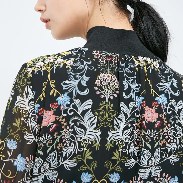 Vero Moda новые женские сплайсированные цветочные печати плиссированные с длинными рукавами Шифоновые Топы | 318351501