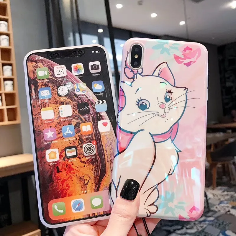 Cartoon pet dog marie cat phone case For iphone Xs MAX XR X 6 6s 7 8 plus Cute Mermaid Princess Blu Silicon back cover |