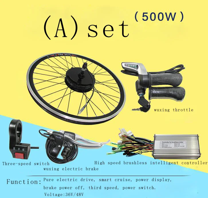 36V 20inch 500W36V/48V electrci велосипед мотор комплект модифицированный электрический велосипед комплект E-велосипед аксессуары - Цвет: 36V 20inch
