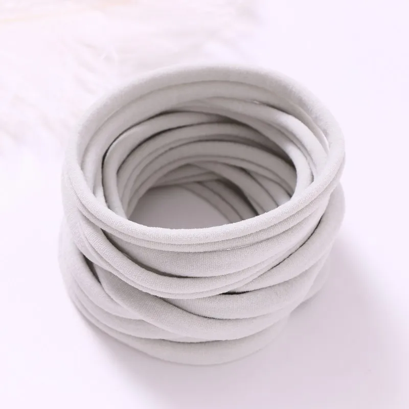 Light gray 10 шт./партия, Новые однотонные нейлоновые эластичные повязки на голову, мягкие эластичные нейлоновые повязки на голову, один размер подходит для большинства - Цвет: Light gray