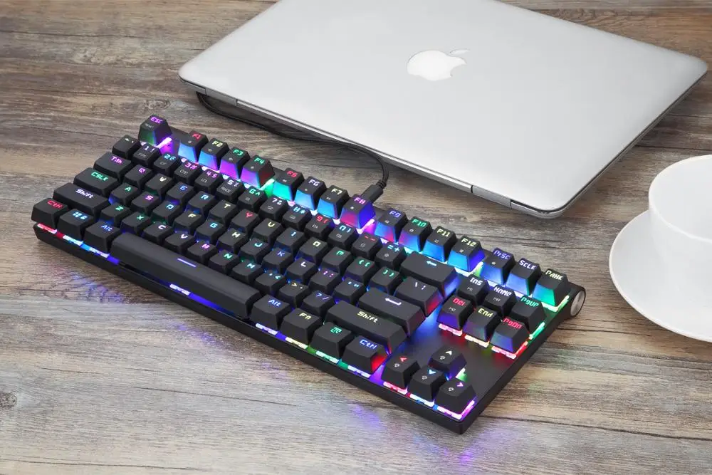 Motospeed CK101 Проводная Механическая клавиатура Металл 87 клавиш RGB синий красный переключатель игровой светодиодный с подсветкой анти-привидение для геймера