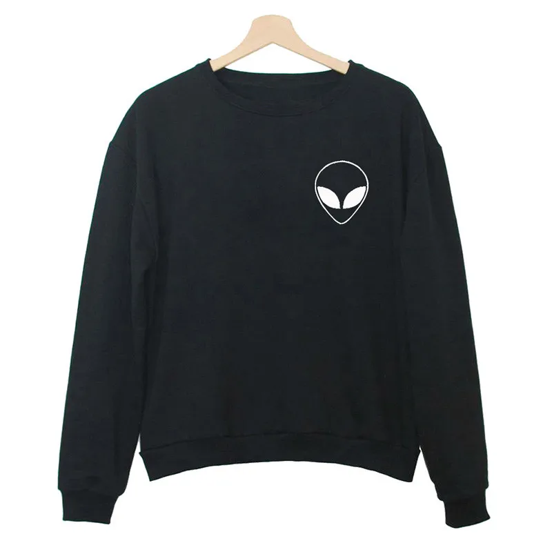 Alien print solid Hoodies Sweatshirts 2019 Women Casual Kawaii Harajuku new Sweat Punk for Girls Clothing European Tops Korean | Женская