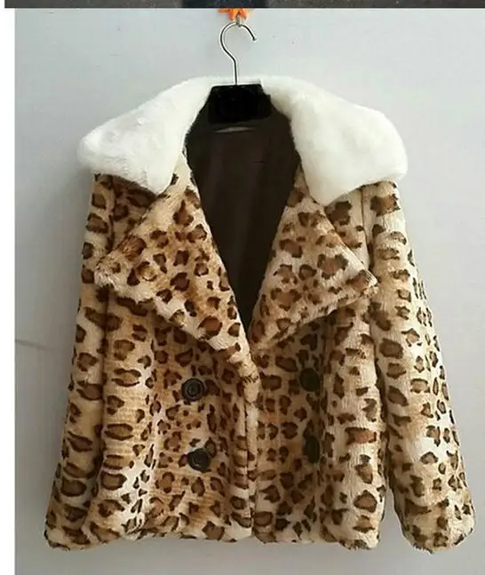 Женская куртка из искусственного меха лисы s/9xl леопардовая Короткая Меховая с