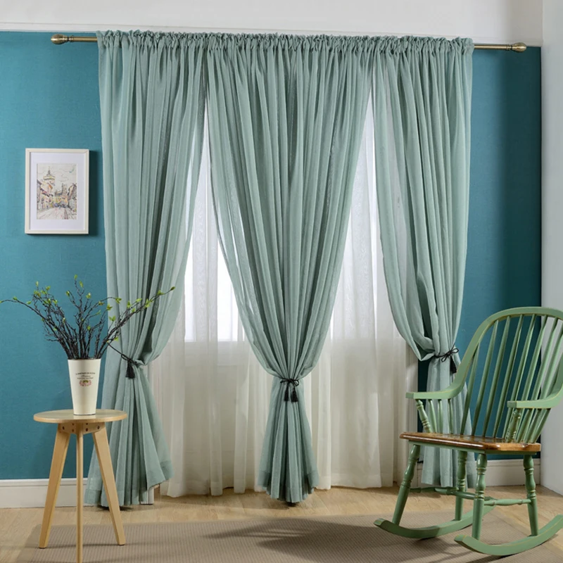 Dark-green Tulle Curtains for Living Room Window Bedroom Kitchen Home Decor Modern Sheer Voile Drapes 1PC | Дом и сад
