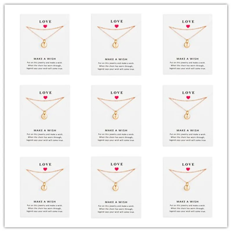 Модное ожерелье с 26 буквами Серебряного и золотого цвета диском алфавит для