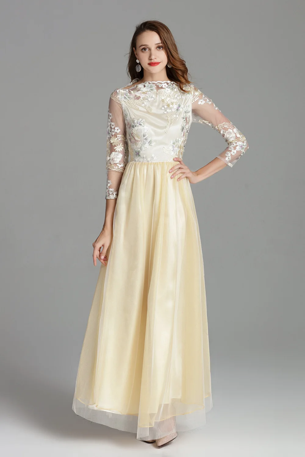Платье женское осеннее с длинным рукавом и цветочной вышивкой|runway dress|dress withdress with