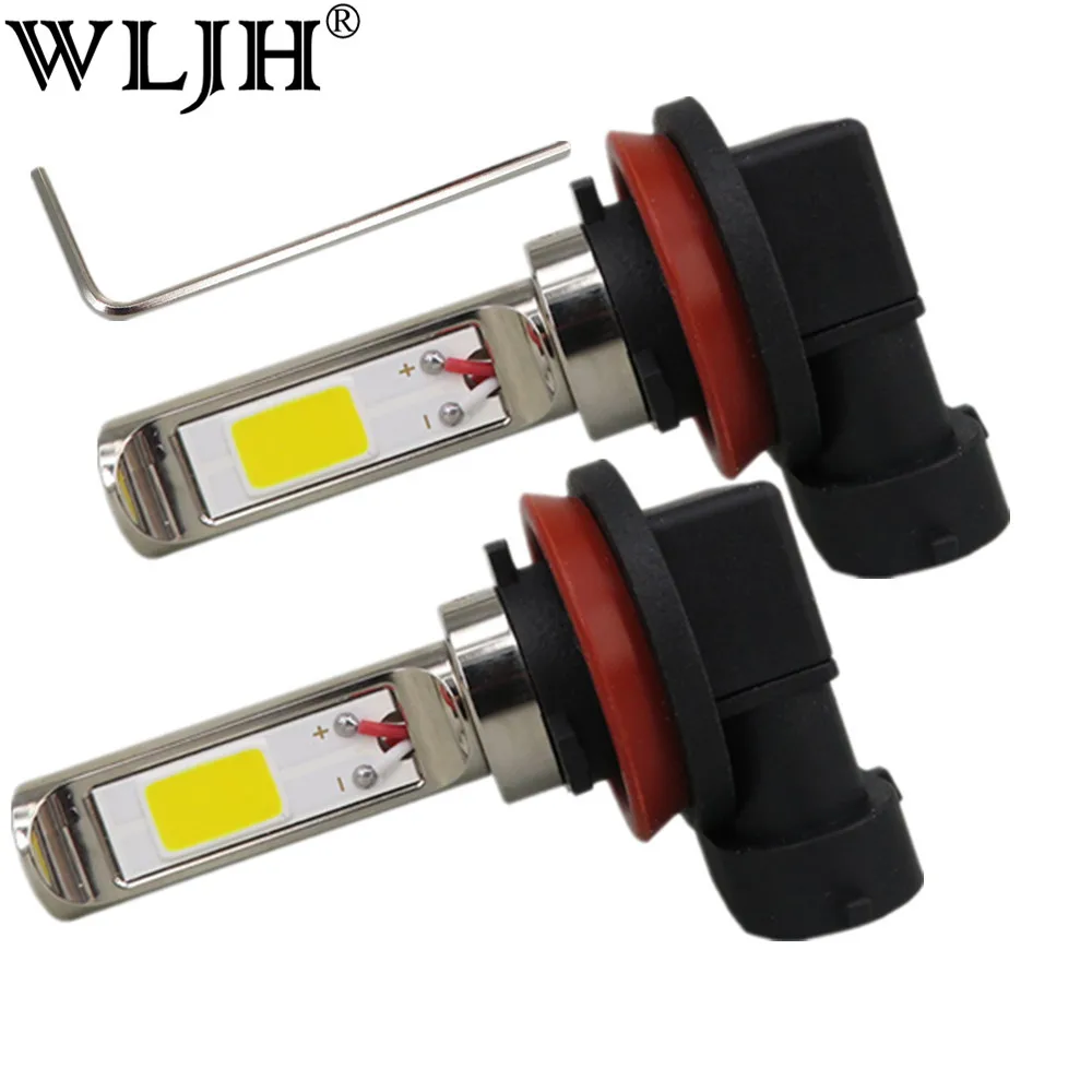 WLJH 2pcs 30W 700lm Car Light H8 H11 H9 COB LED Bulbs Car Styling Automobiles Driving Fog Lamp Bulb Light 9V-30V Golden Yellow
