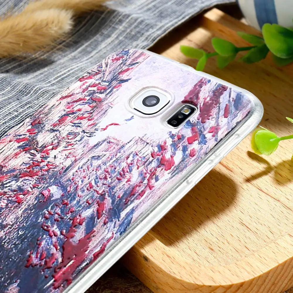 Caseier Моне роспись чехла для телефона Samsung S6 S7 Edge S8 Plus Note 8 Чехол мягкая TPU крышка