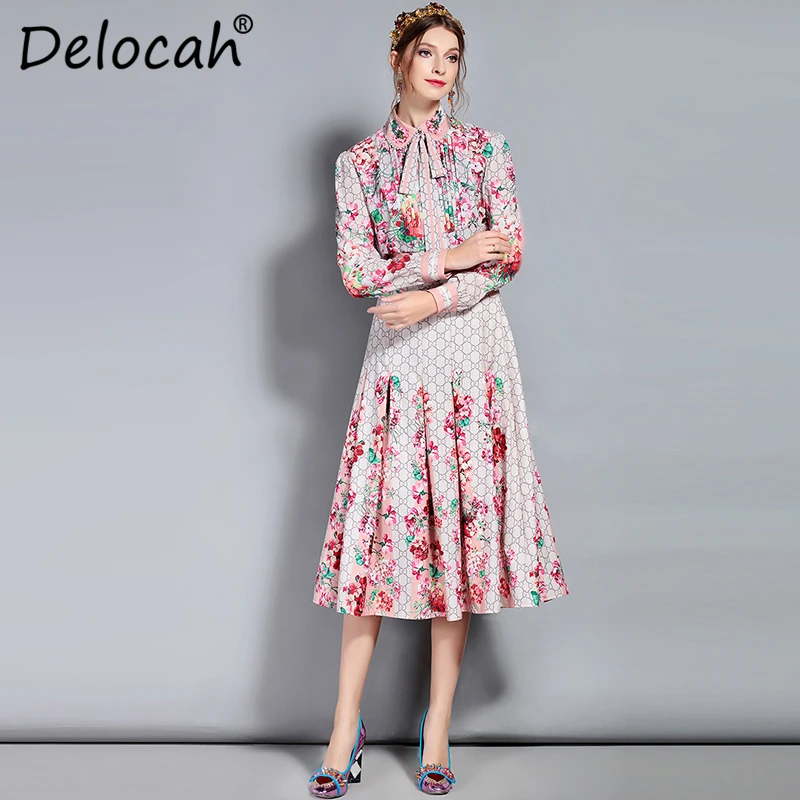 Delocah/Весенний модный Дизайнерский Костюм комплект женских блузок с длинными