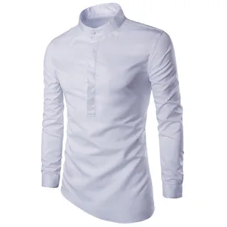 Дропшиппинг Camisa Masculina мужская Модная приталенная Повседневная рубашка с длинным рукавом рубашки с принтом Мужская рубашка - Цвет: Белый
