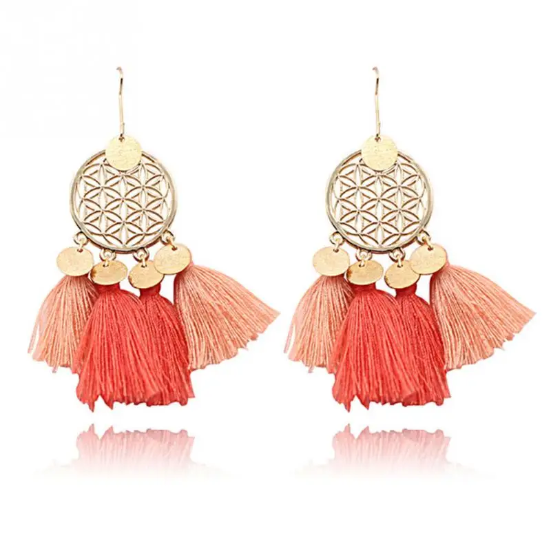 Новый 11 цветов кисточкой серьги для Для женщин этнические большие Богемия Модные