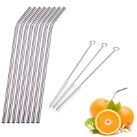 1468pcslot reusable stainless steel drinking straw metal straight curved with 123 cleaner brush kit home bar drinkware