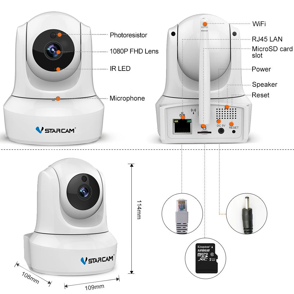 VStarcam C29S IP Камера WiFi 1080P Видеонаблюдение Монитор безопасности Беспроводной Cam с