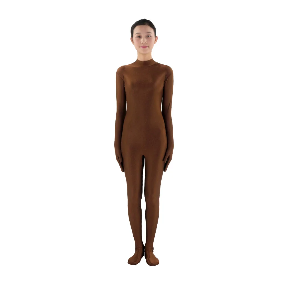 Коричневый без капюшона макет шеи для взрослых Zentai на заказ костюмы из лайкры