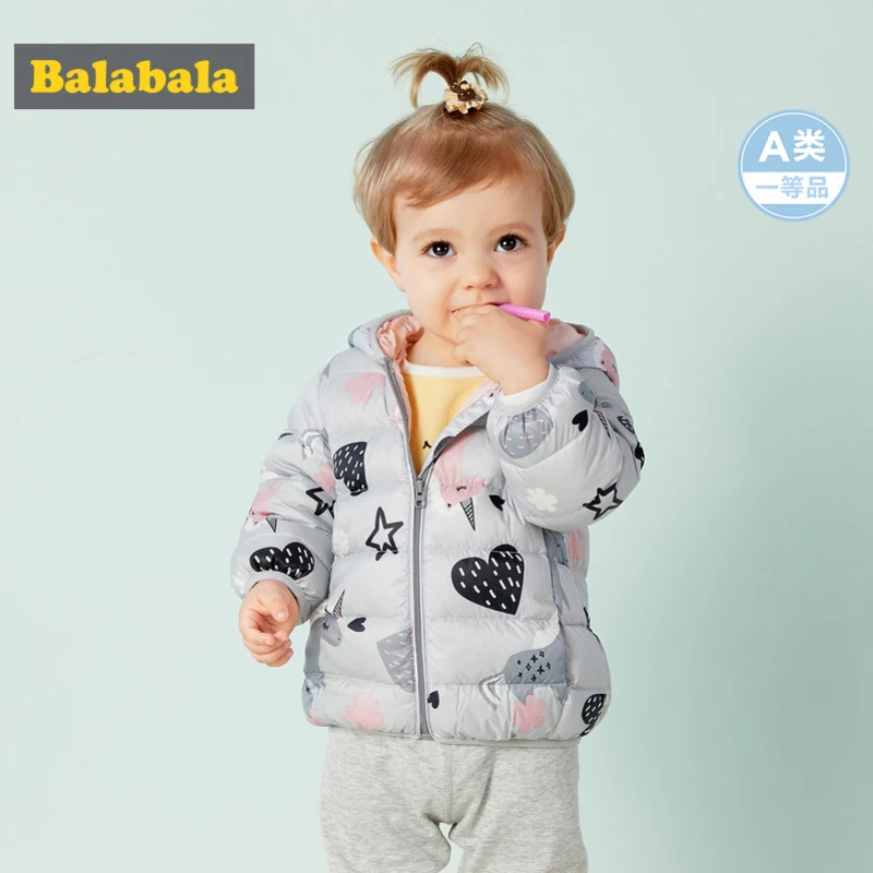 Balabala Infant Baby Lightweight Critter Down Jacket Printed Newborn Girl Boy Hooded Puffer with Zip Chinlon Lined | Детская одежда и