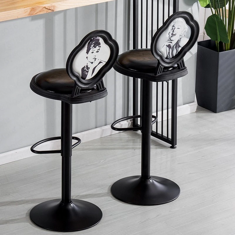 

Bar Chair Modern Simple High Chair Bar High Bench Mobile Phone Shop Stool Back Bar Stool Home Lift Bar Chair
