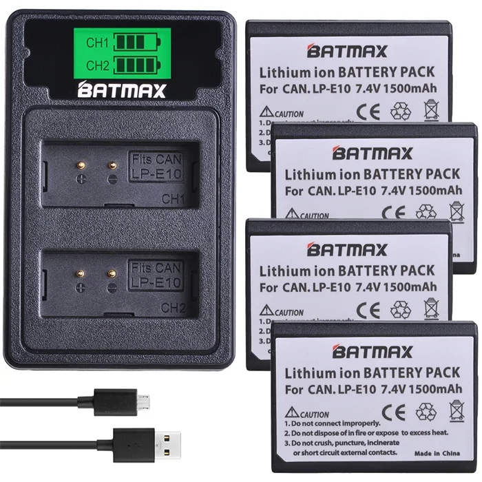 4 Battery set 2 шт. LP-E10 LP E10 LPE10 батарея+ lcd USB двойное зарядное устройство с портом type C для Canon 1100D 1200D 1300D Rebel T3 T5 KISS X50 X70 - Цвет: 4 Battery set