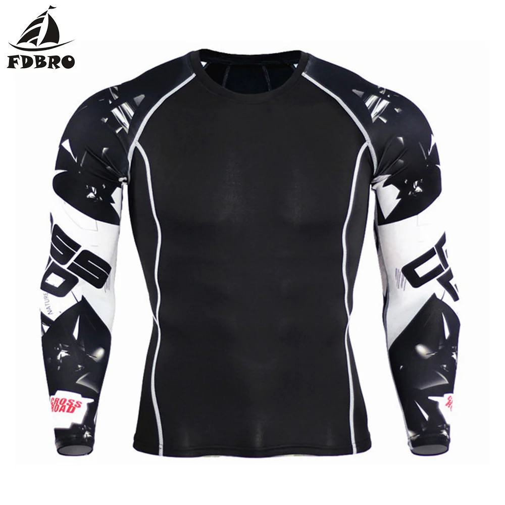 Мужская футболка FDBRO для фитнеса и бега дышащая спортивная одежда с длинным