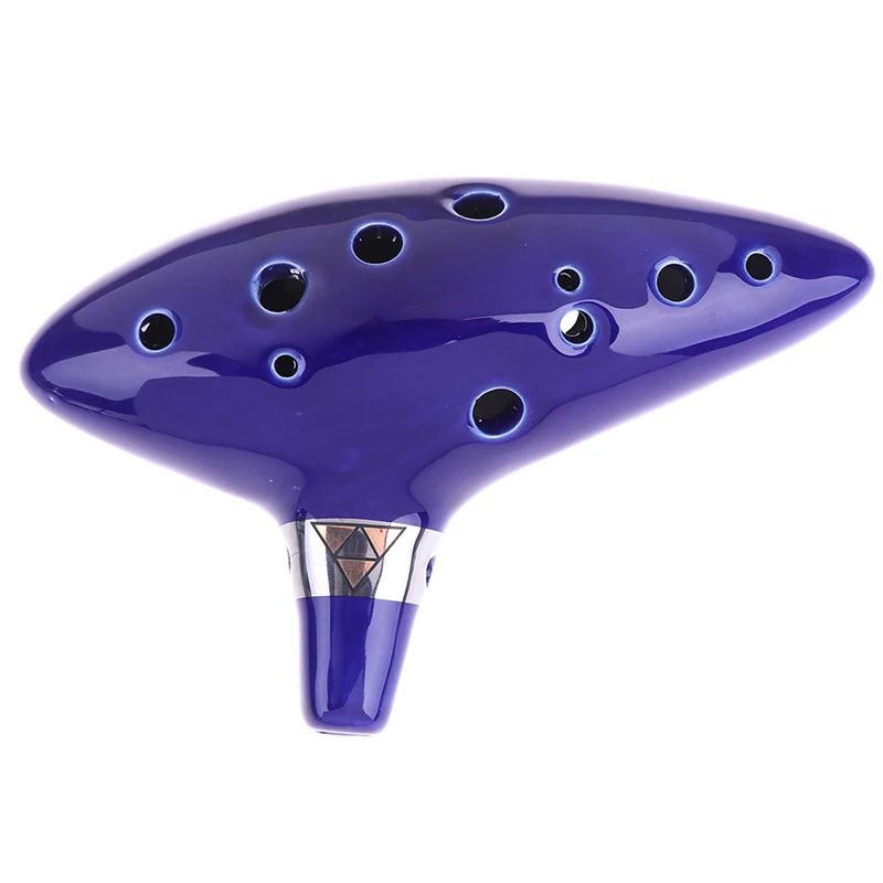 1 шт. синий музыкальный инструмент Ocarina Flute 12 отверстий Керамическая