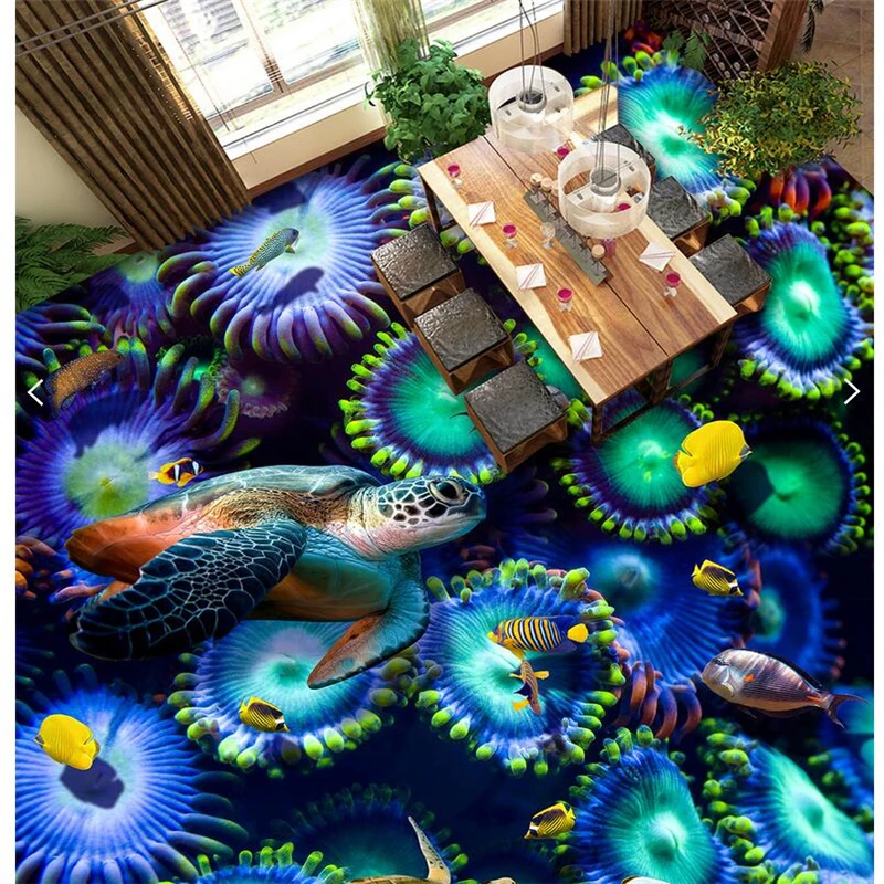 3d Самоклеящиеся наклейки для пола на заказ 3D подводного мира 3d-настила с объемной
