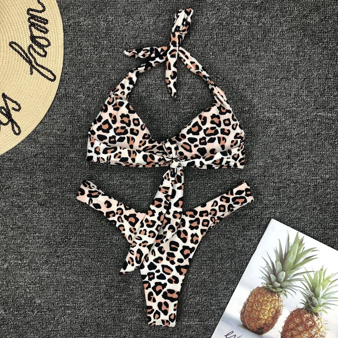 Бикини Леопардовый купальник Mujer розовый красный бикини Maillot De Bain Femme купальный костюм с пуш-ап женский сексуальный купальник бикини